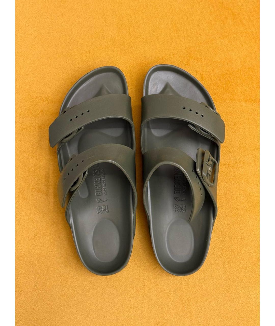 BIRKENSTOCK Хаки резиновые шлепанцы, фото 3