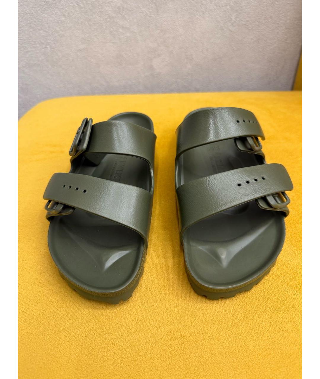 BIRKENSTOCK Хаки резиновые шлепанцы, фото 2