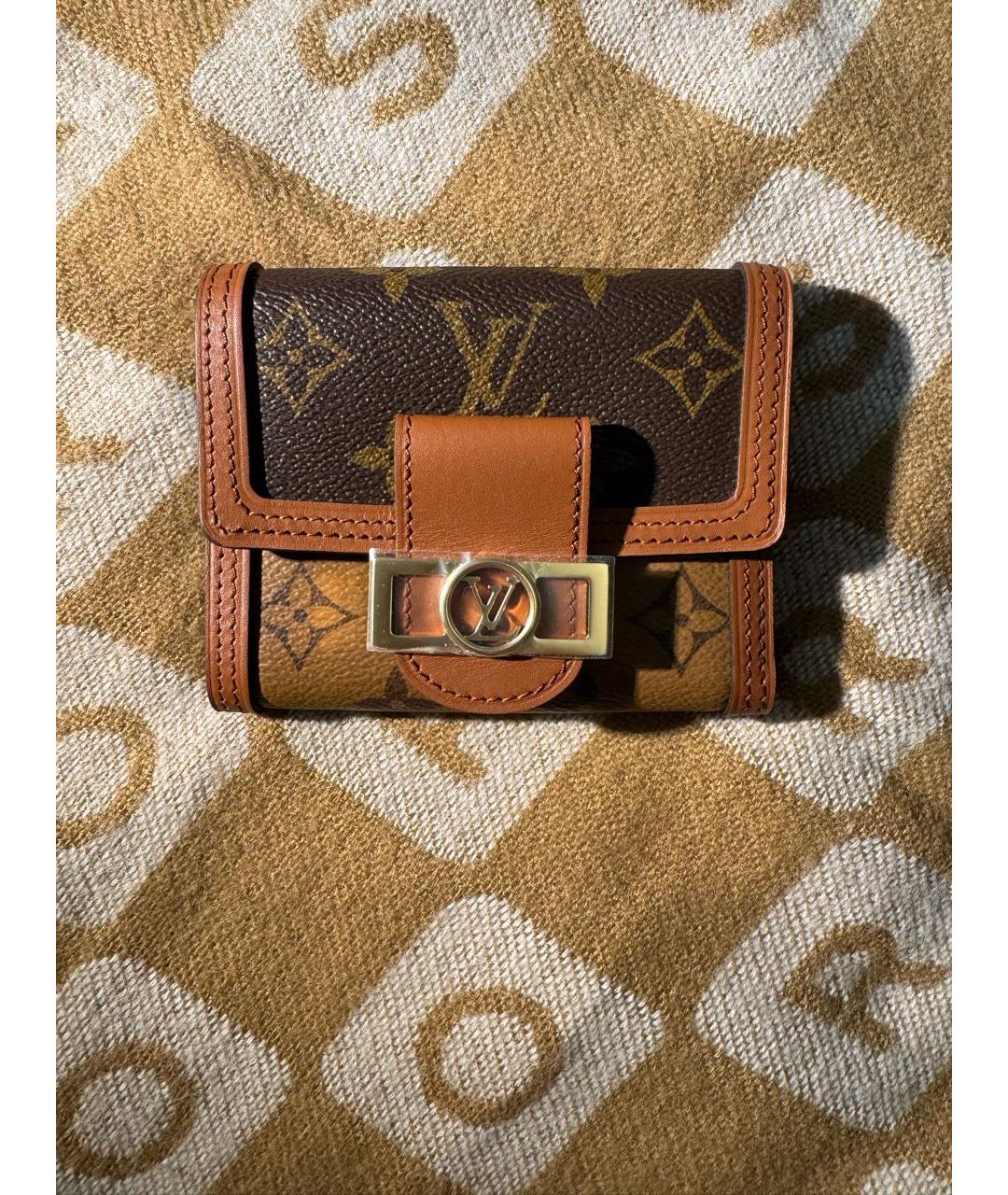 LOUIS VUITTON Коричневый кожаный кошелек, фото 5