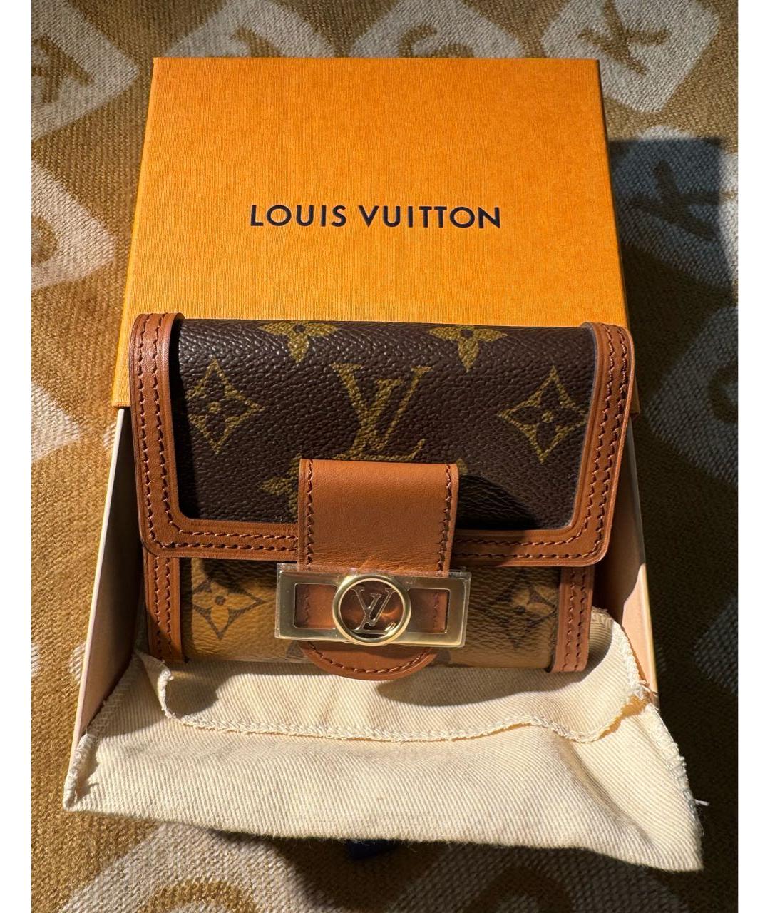 LOUIS VUITTON Коричневый кожаный кошелек, фото 4