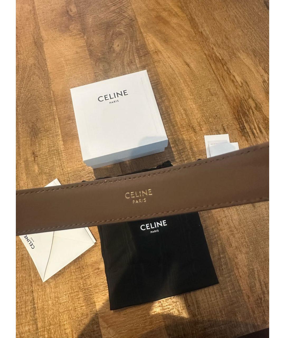 CELINE Коричневый кожаный ремень, фото 2