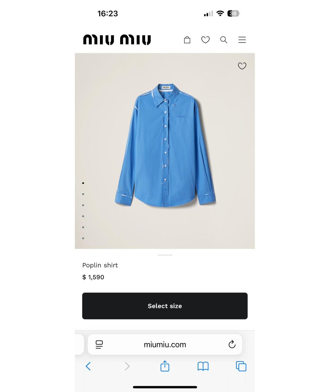 MIU MIU Синяя хлопковая рубашка, фото 4