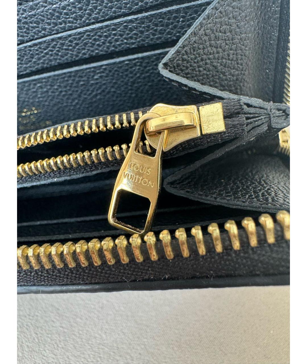 LOUIS VUITTON Черный кожаный кошелек, фото 7