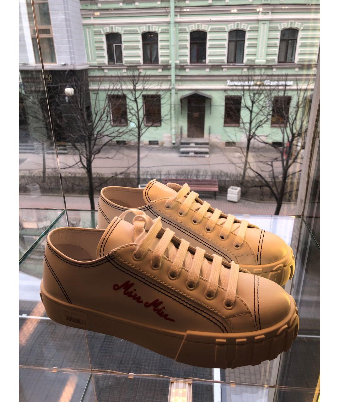 MIU MIU Белые кожаные кеды, фото 8