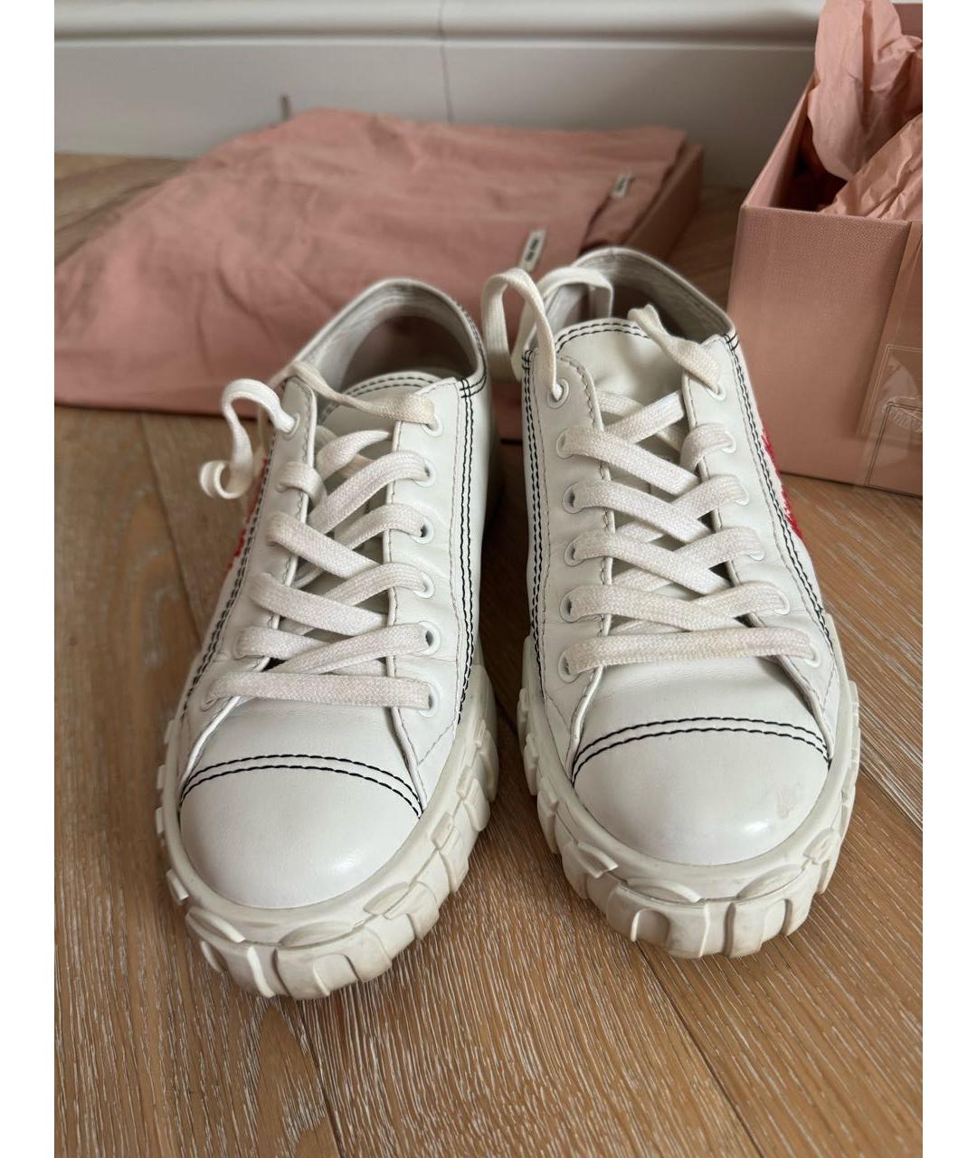 MIU MIU Белые кожаные кеды, фото 6