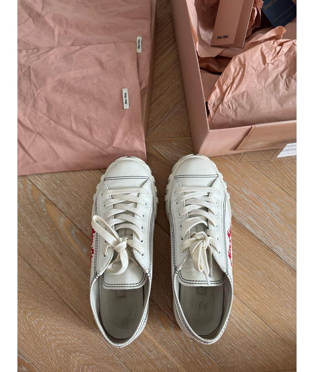 MIU MIU Белые кожаные кеды, фото 3