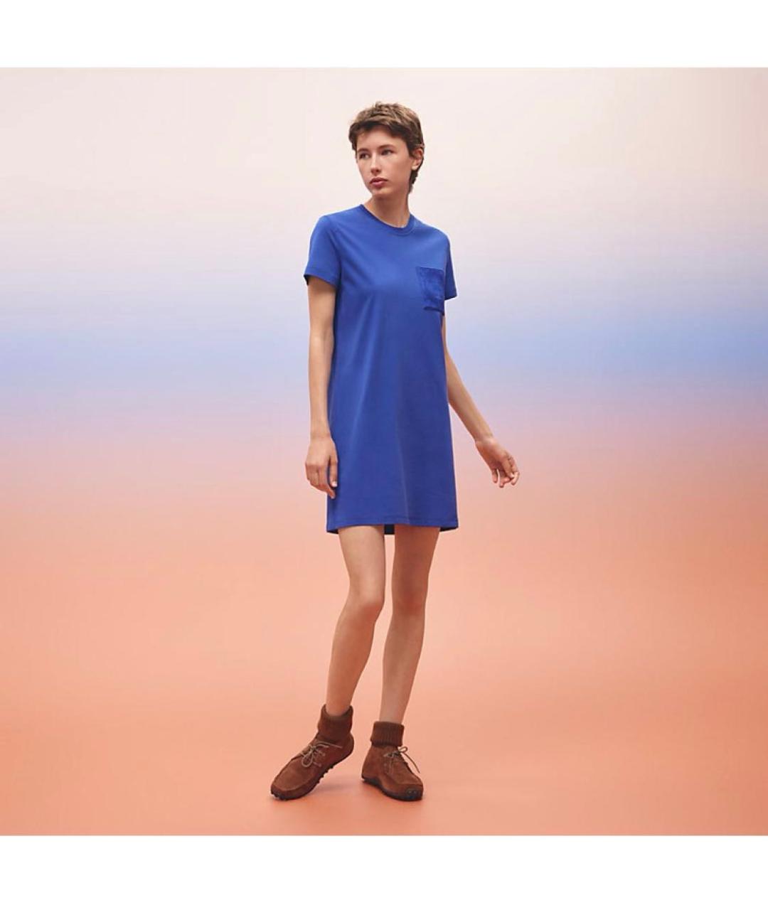 HERMES Синее хлопковое повседневное платье, фото 2