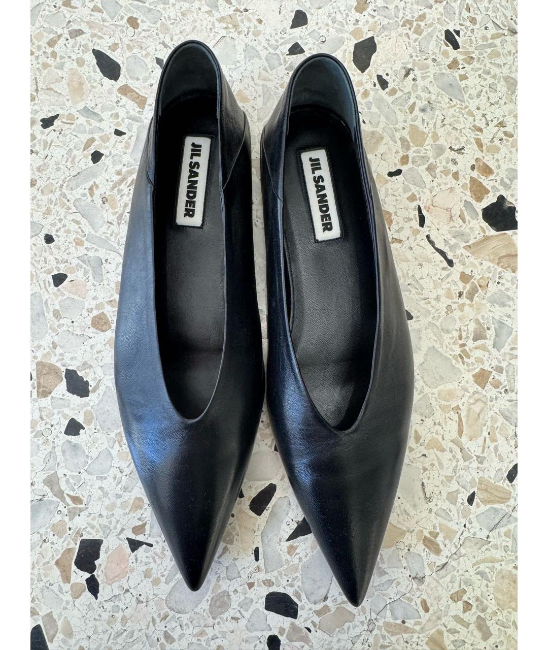 JIL SANDER Черные кожаные балетки, фото 2
