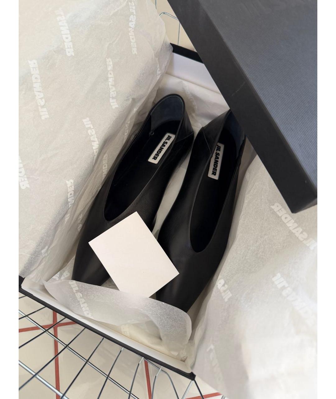 JIL SANDER Черные кожаные балетки, фото 3