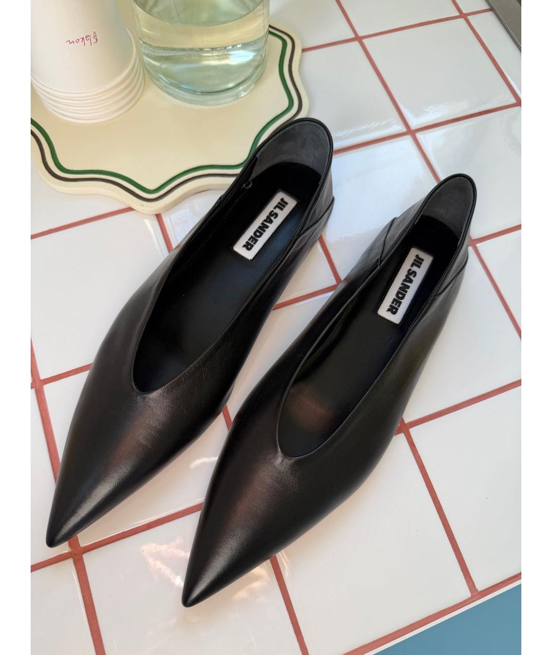 JIL SANDER Черные кожаные балетки, фото 5
