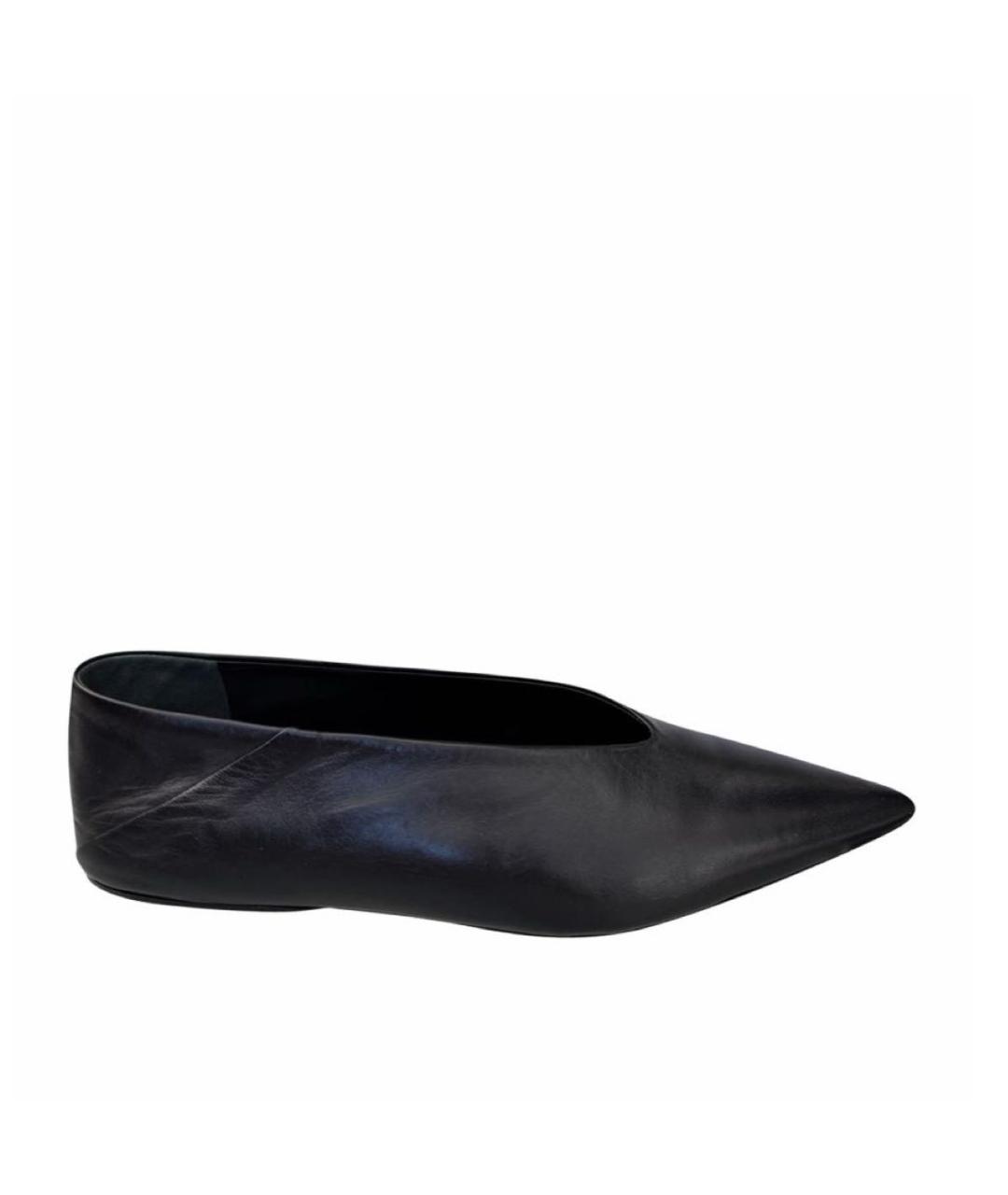 JIL SANDER Черные кожаные балетки, фото 5