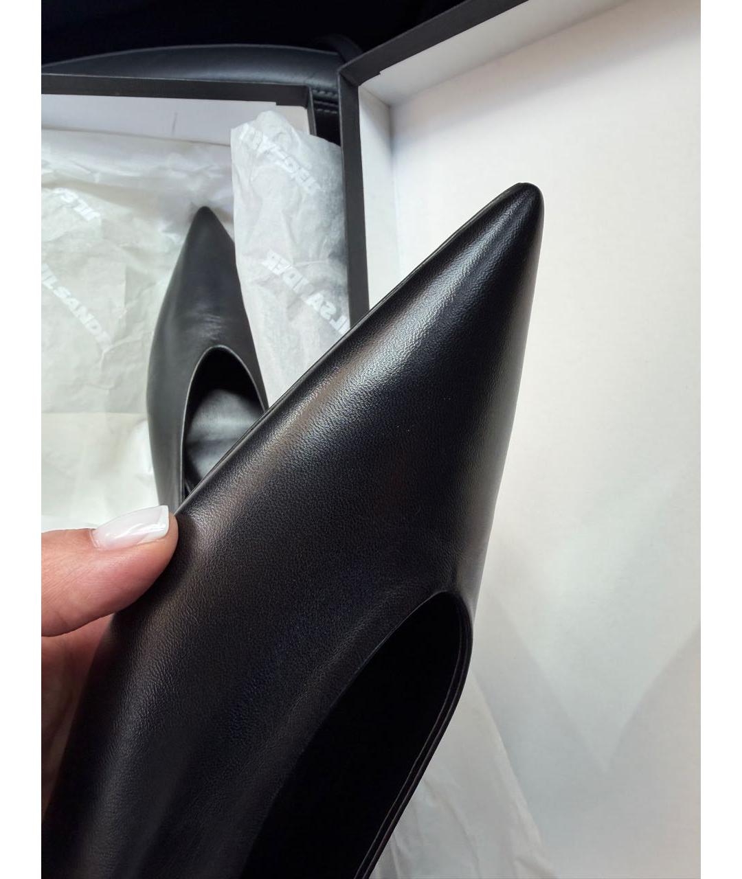 JIL SANDER Черные кожаные балетки, фото 3