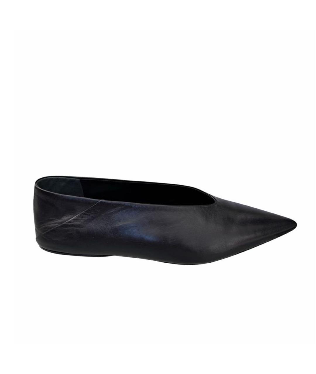 JIL SANDER Черные кожаные балетки, фото 5