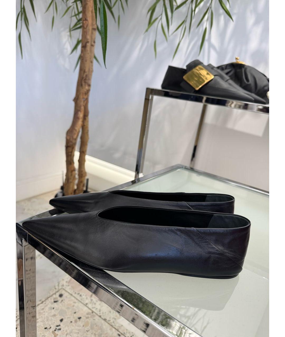 JIL SANDER Черные кожаные балетки, фото 3