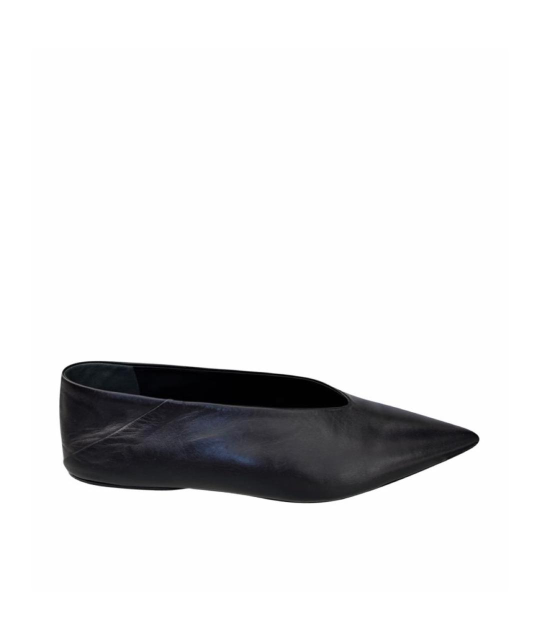 JIL SANDER Черные кожаные балетки, фото 5