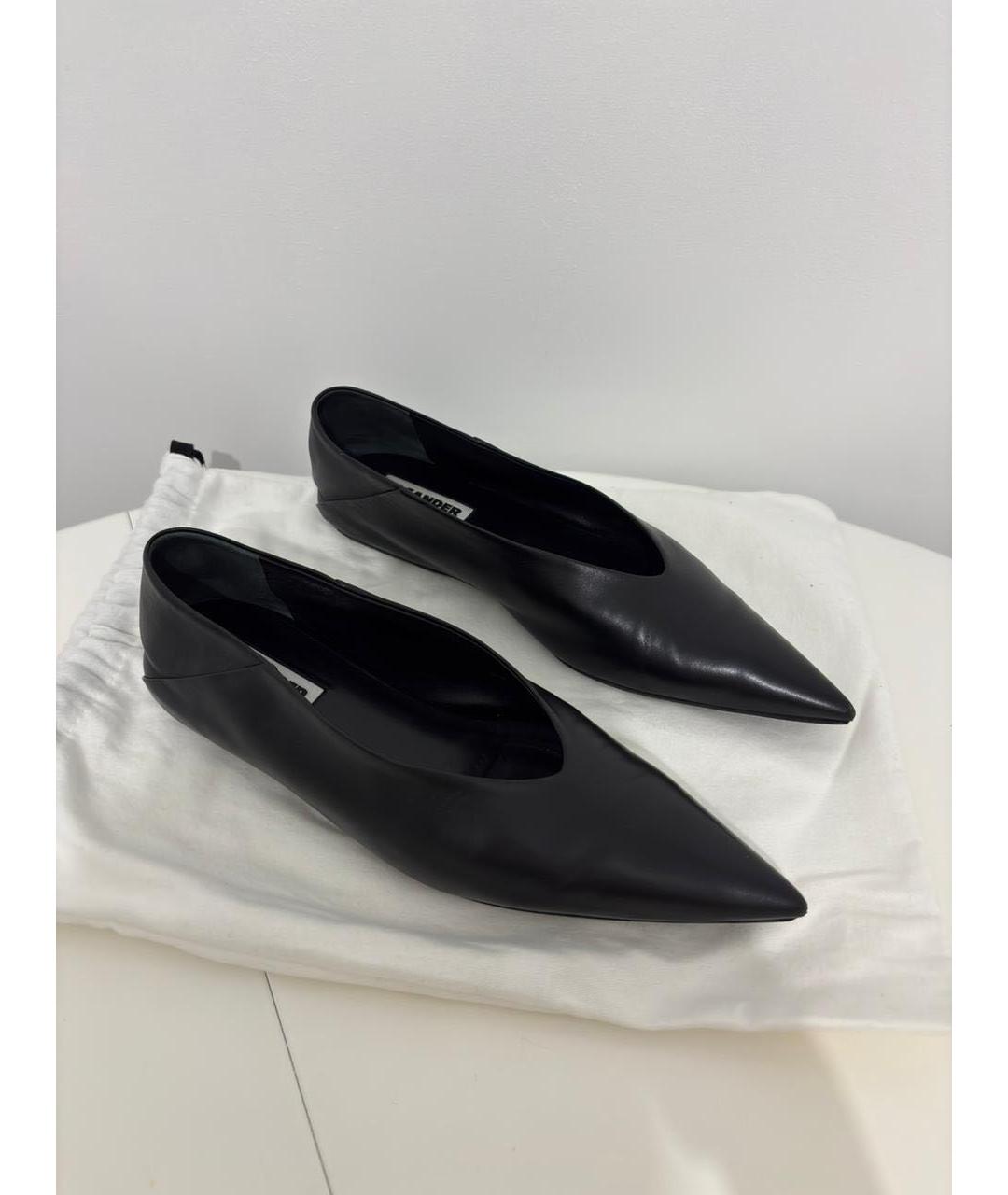 JIL SANDER Черные кожаные балетки, фото 5