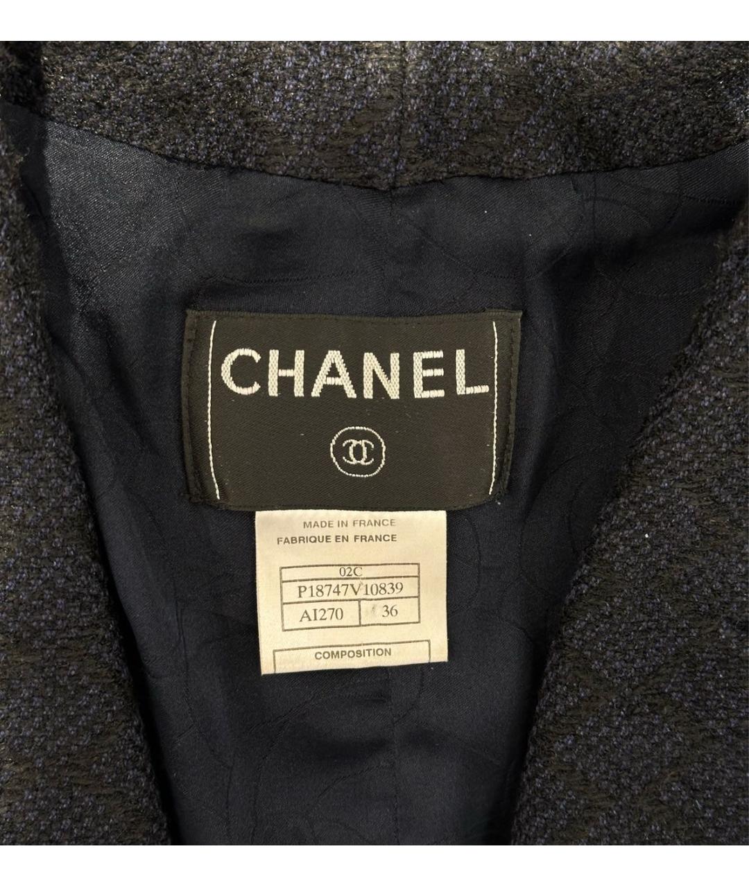 CHANEL Темно-синий шерстяной жакет/пиджак, фото 4