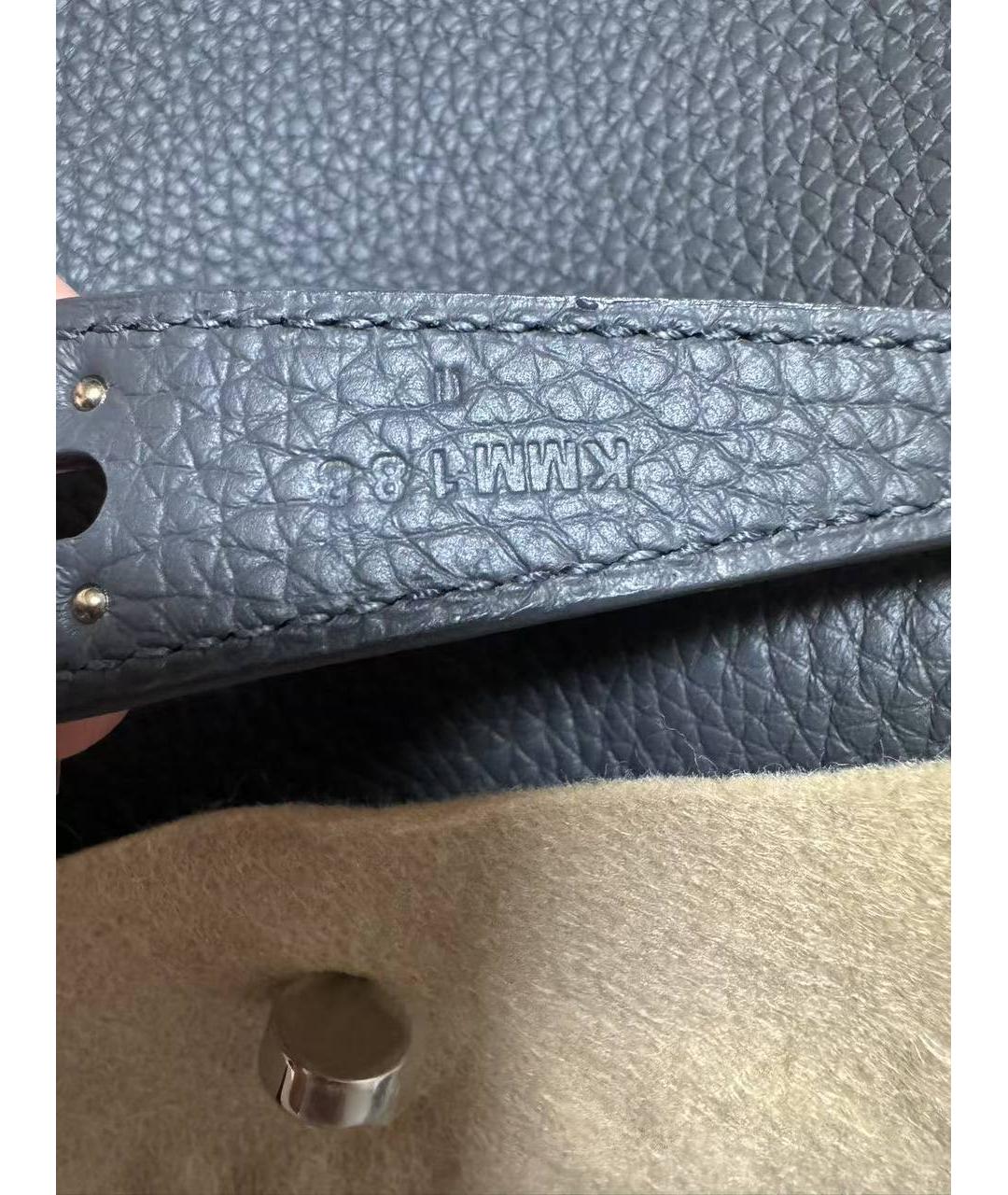 HERMES Антрацитовая кожаная сумка с короткими ручками, фото 7