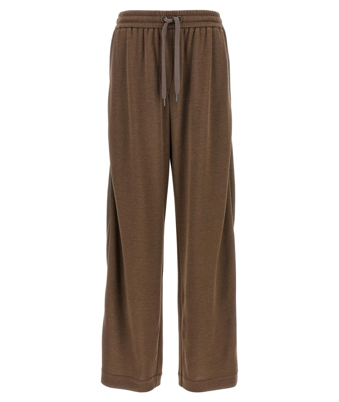 BRUNELLO CUCINELLI Коричневые хлопковые прямые брюки, фото 1