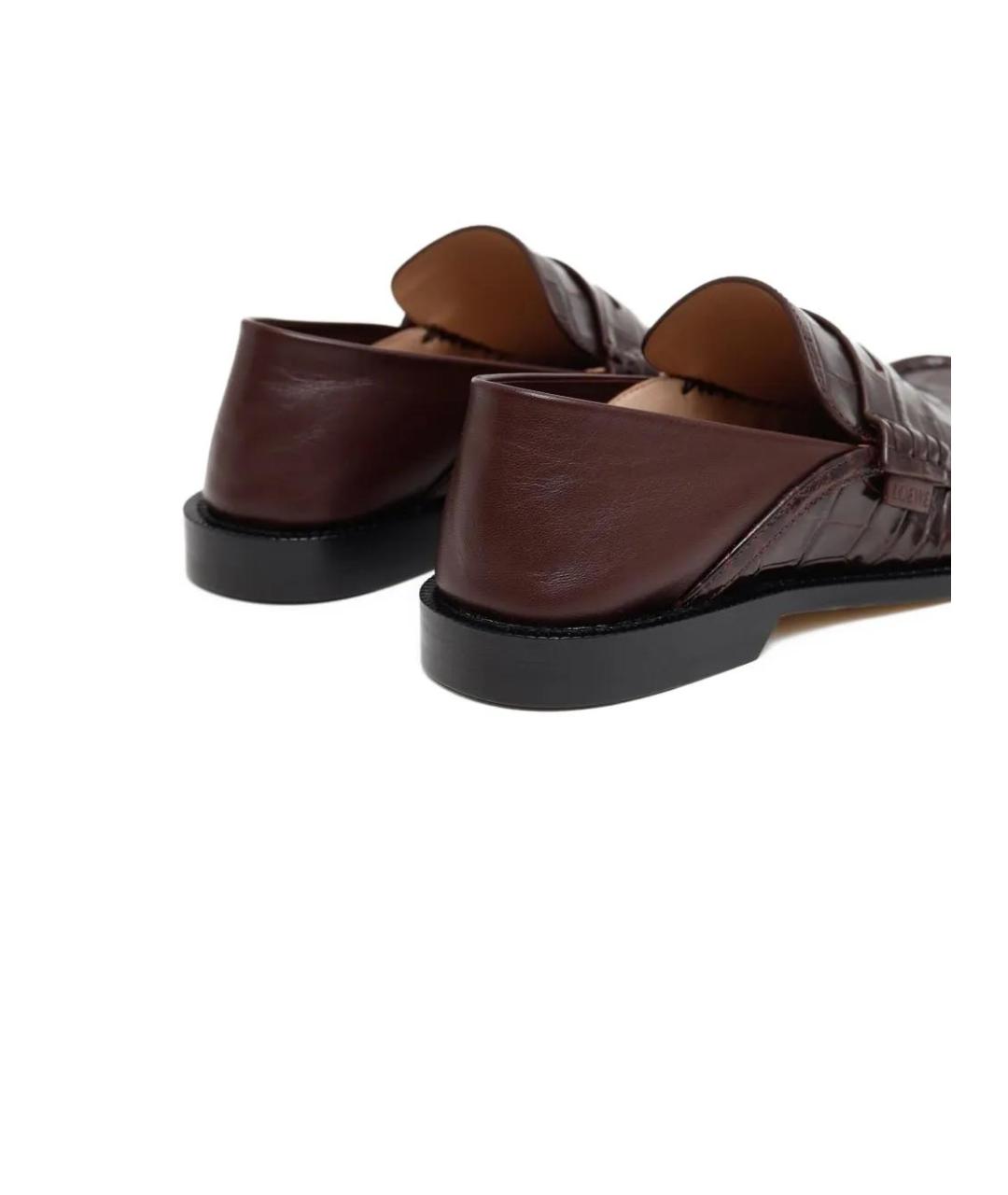 LOEWE Бордовые кожаные лоферы, фото 3