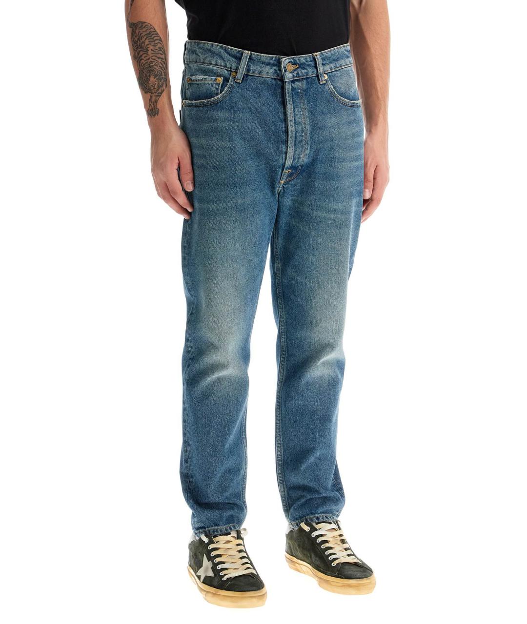 GOLDEN GOOSE DELUXE BRAND Синие хлопковые прямые джинсы, фото 2
