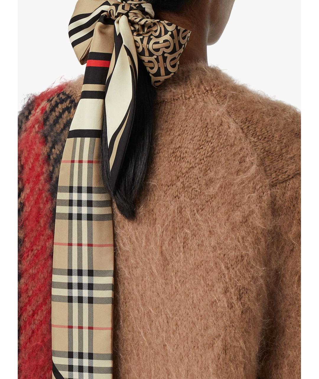 BURBERRY Бежевый шелковый шарф, фото 5