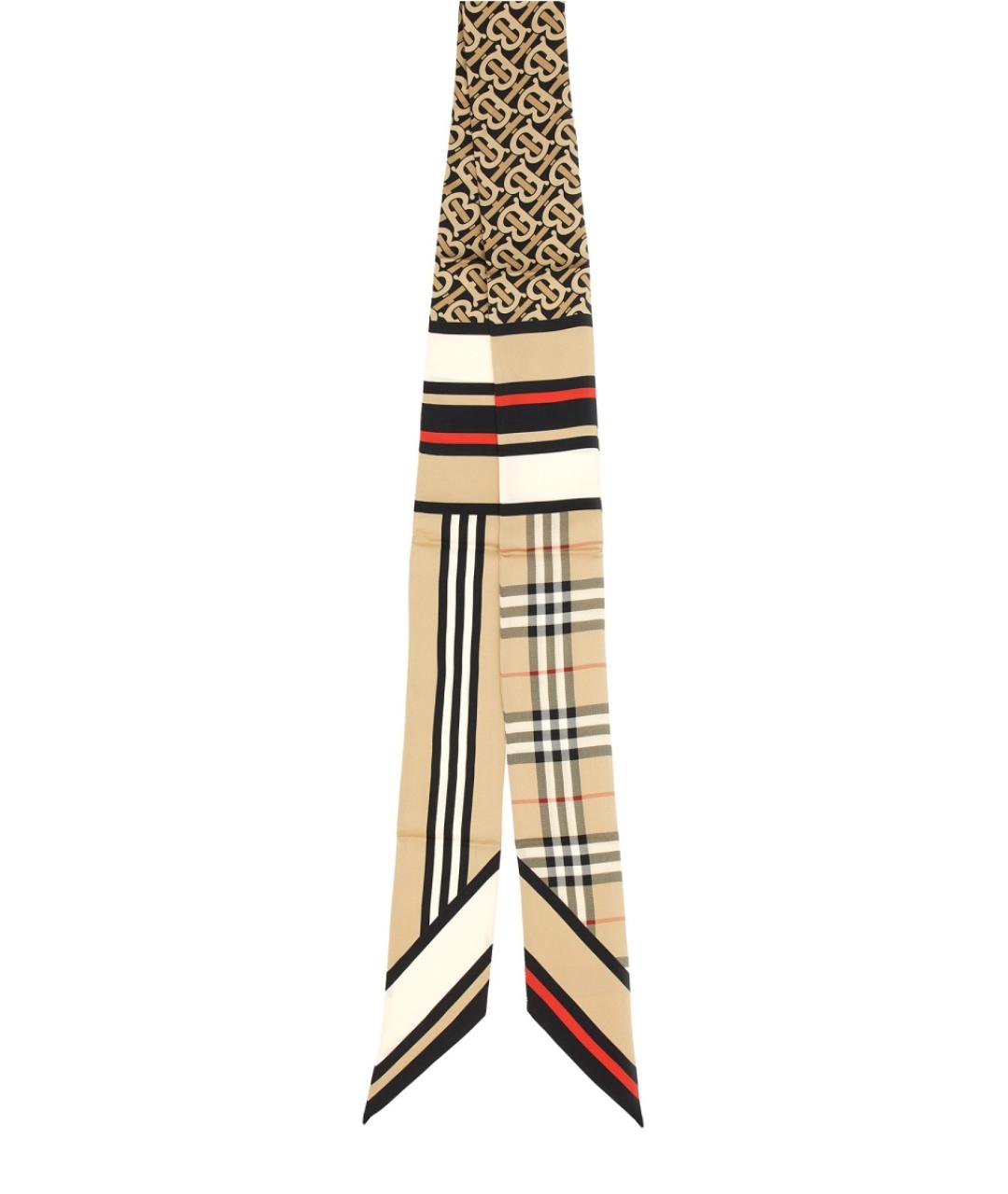 BURBERRY Бежевый шелковый шарф, фото 1