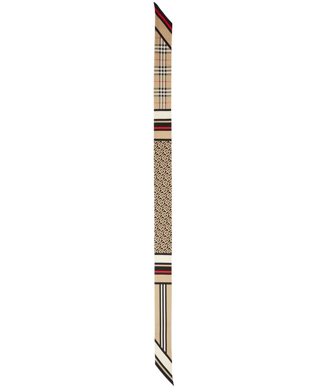 BURBERRY Бежевый шелковый шарф, фото 4