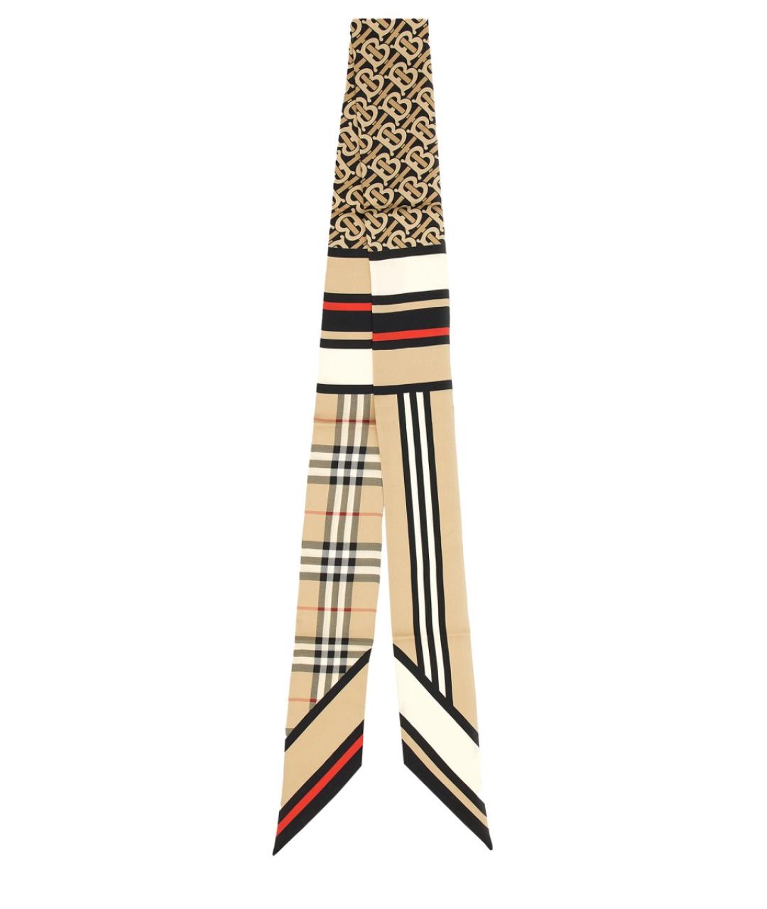 BURBERRY Бежевый шелковый шарф, фото 2