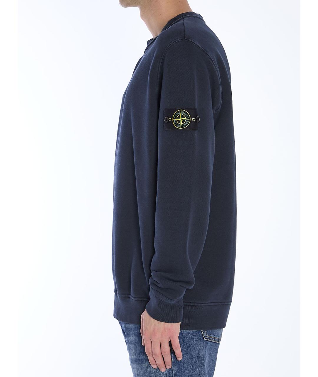 STONE ISLAND Темно-синий хлопковый джемпер / свитер, фото 3