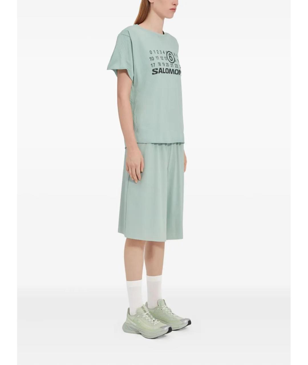 MM6 MAISON MARGIELA Бирюзовая полиамидовая футболка, фото 3