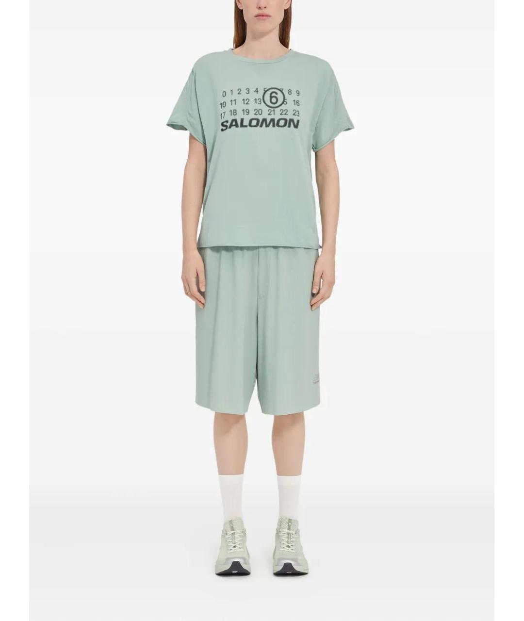 MM6 MAISON MARGIELA Бирюзовая полиамидовая футболка, фото 2
