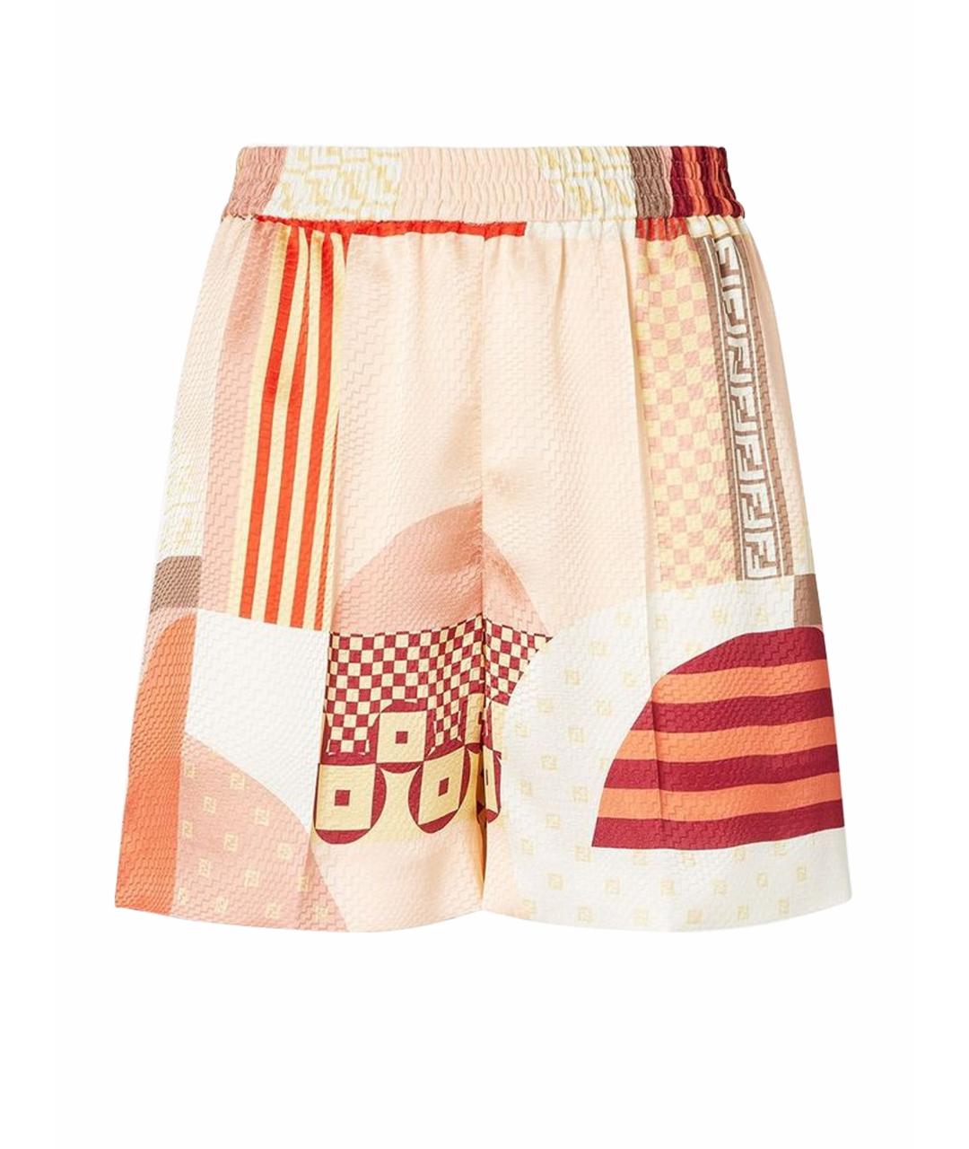 FENDI Мульти шелковые шорты, фото 4