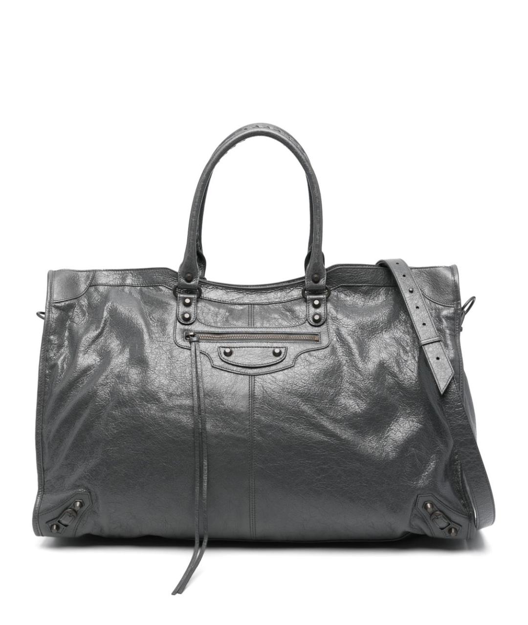 BALENCIAGA Черная кожаная сумка тоут, фото 1