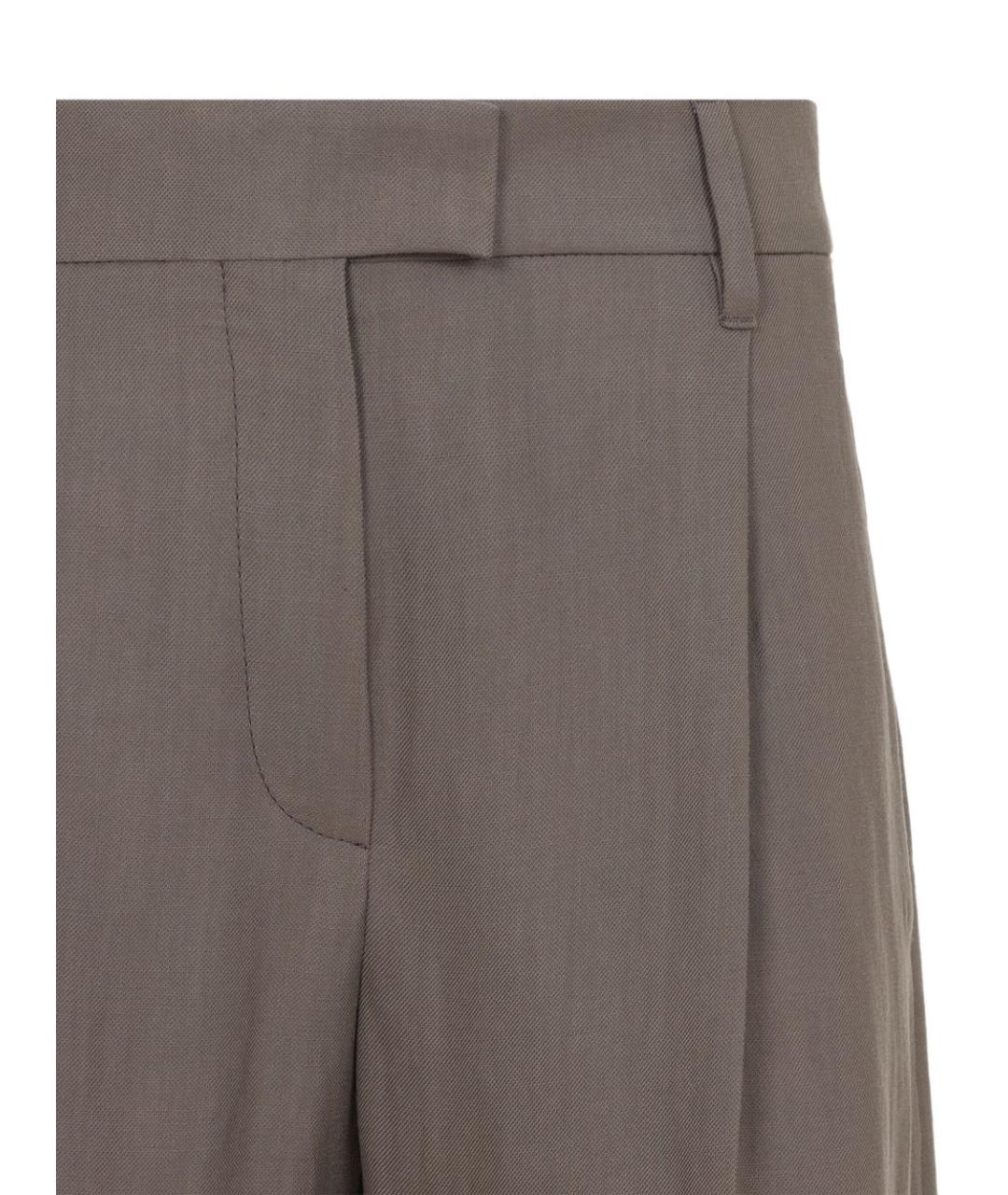 BRUNELLO CUCINELLI Коричневые вискозные прямые брюки, фото 3