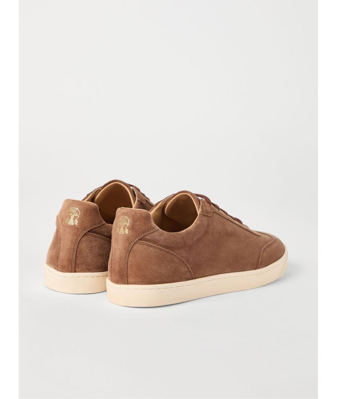 BRUNELLO CUCINELLI Коричневые кожаные низкие кроссовки / кеды, фото 3