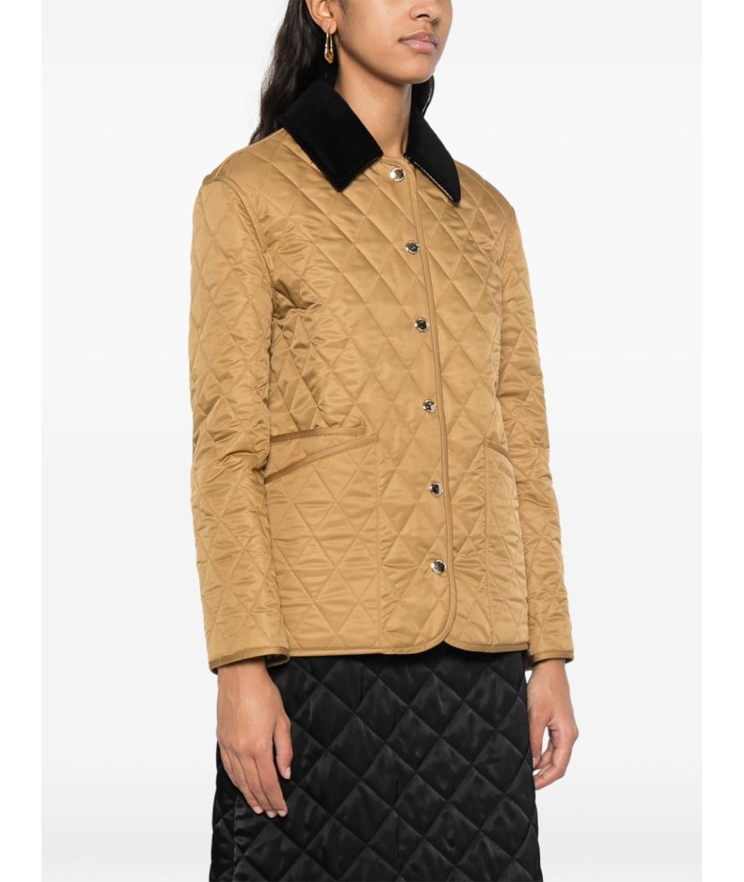 BURBERRY Бежевая полиэстеровая куртка, фото 2