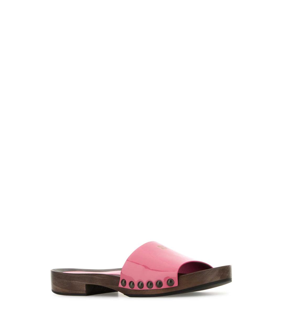 MIU MIU Розовые кожаные сабо, фото 2