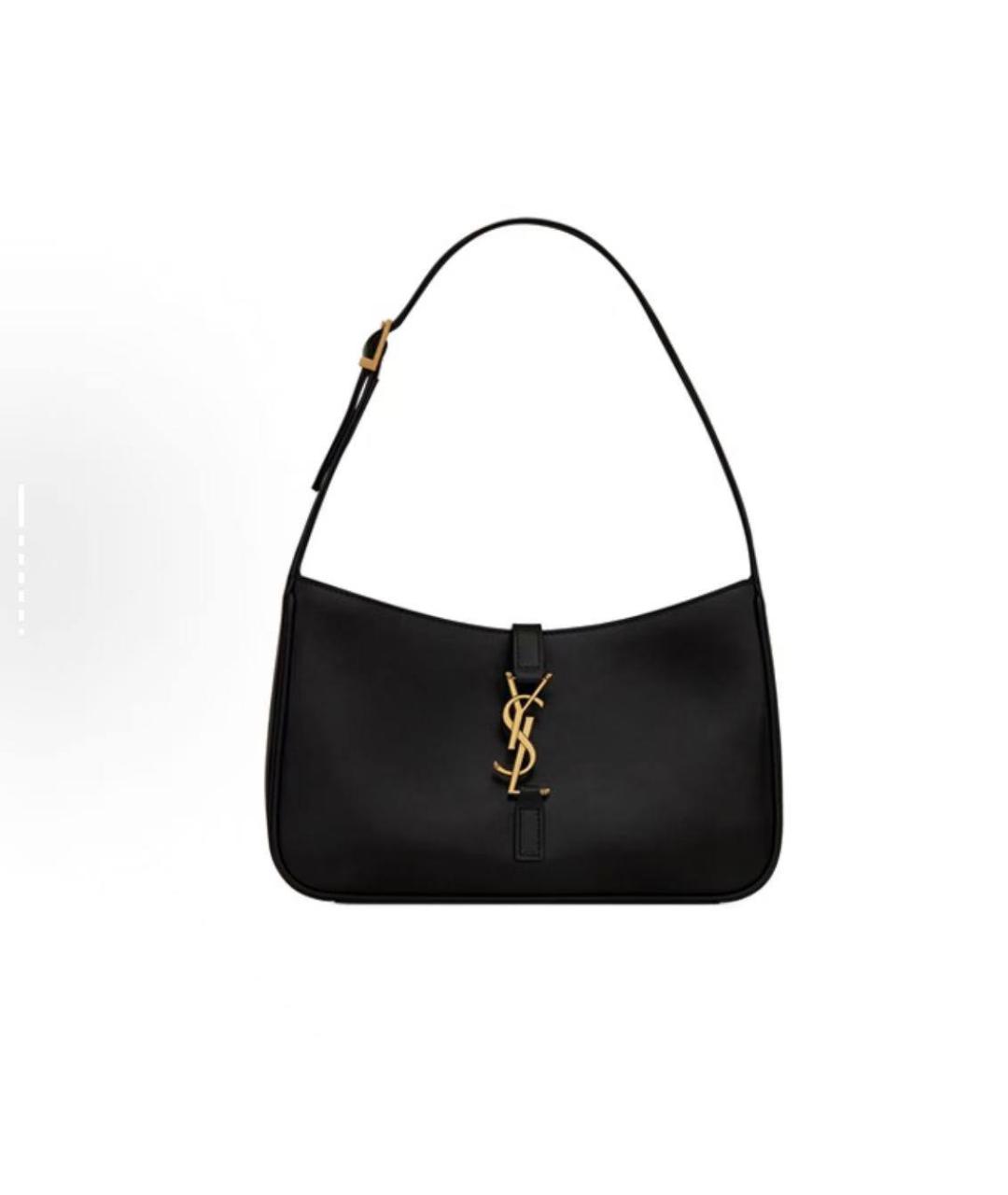 SAINT LAURENT Черная кожаная сумка с короткими ручками, фото 2