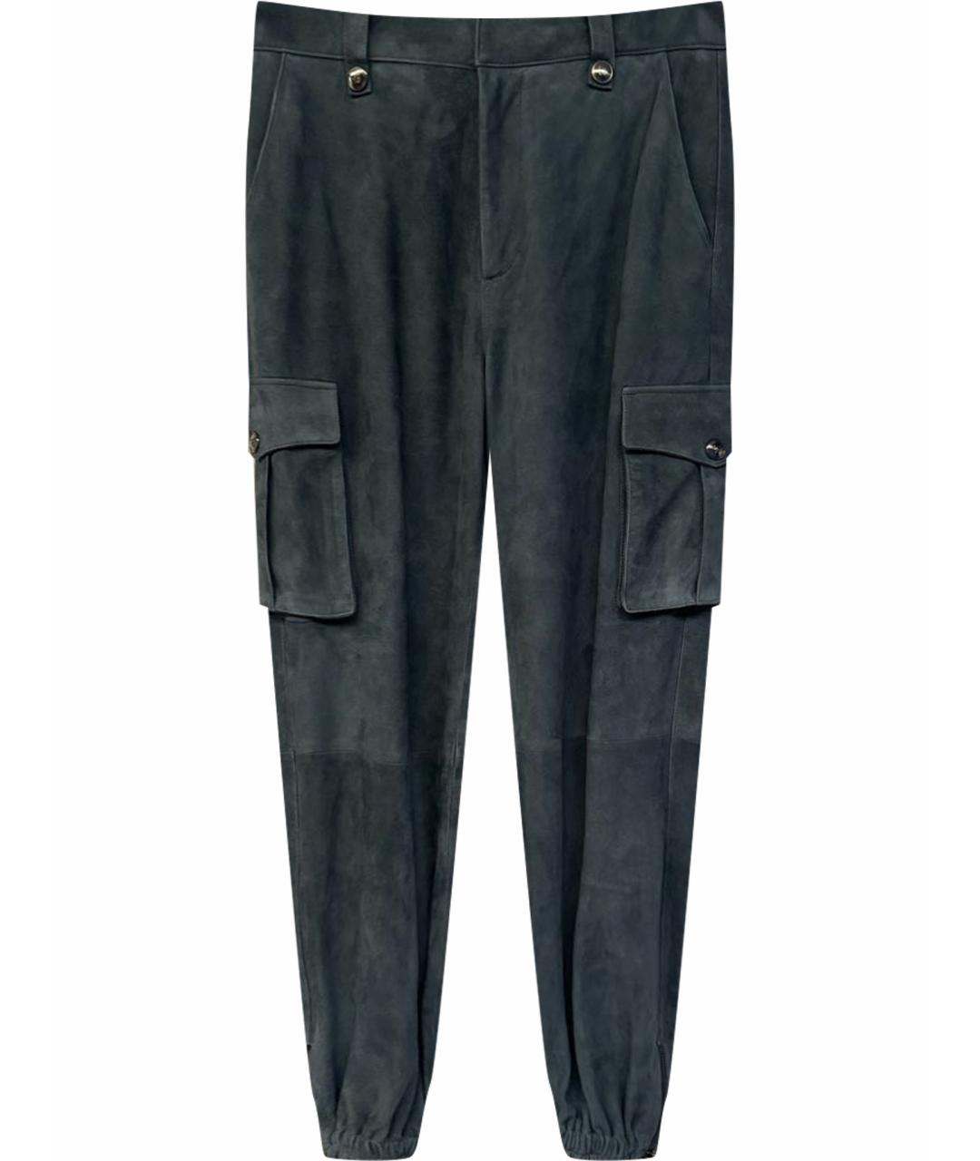 ERMANNO SCERVINO Антрацитовые замшевые прямые брюки, фото 1