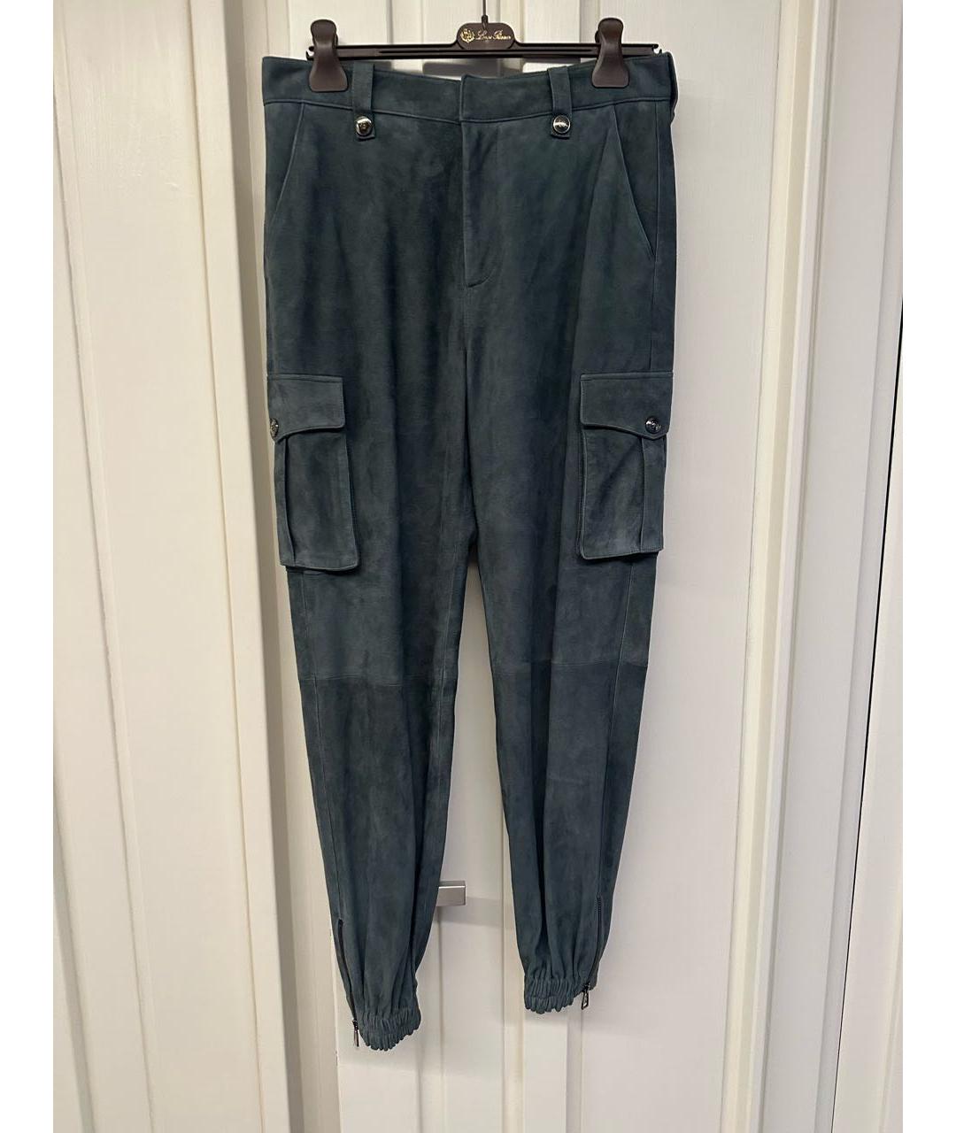 ERMANNO SCERVINO Антрацитовые замшевые прямые брюки, фото 8