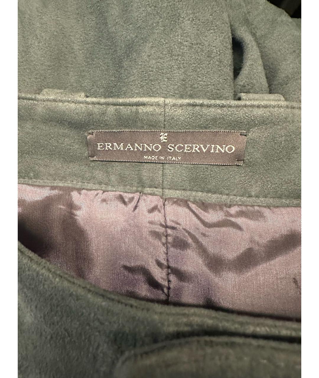ERMANNO SCERVINO Антрацитовые замшевые прямые брюки, фото 3
