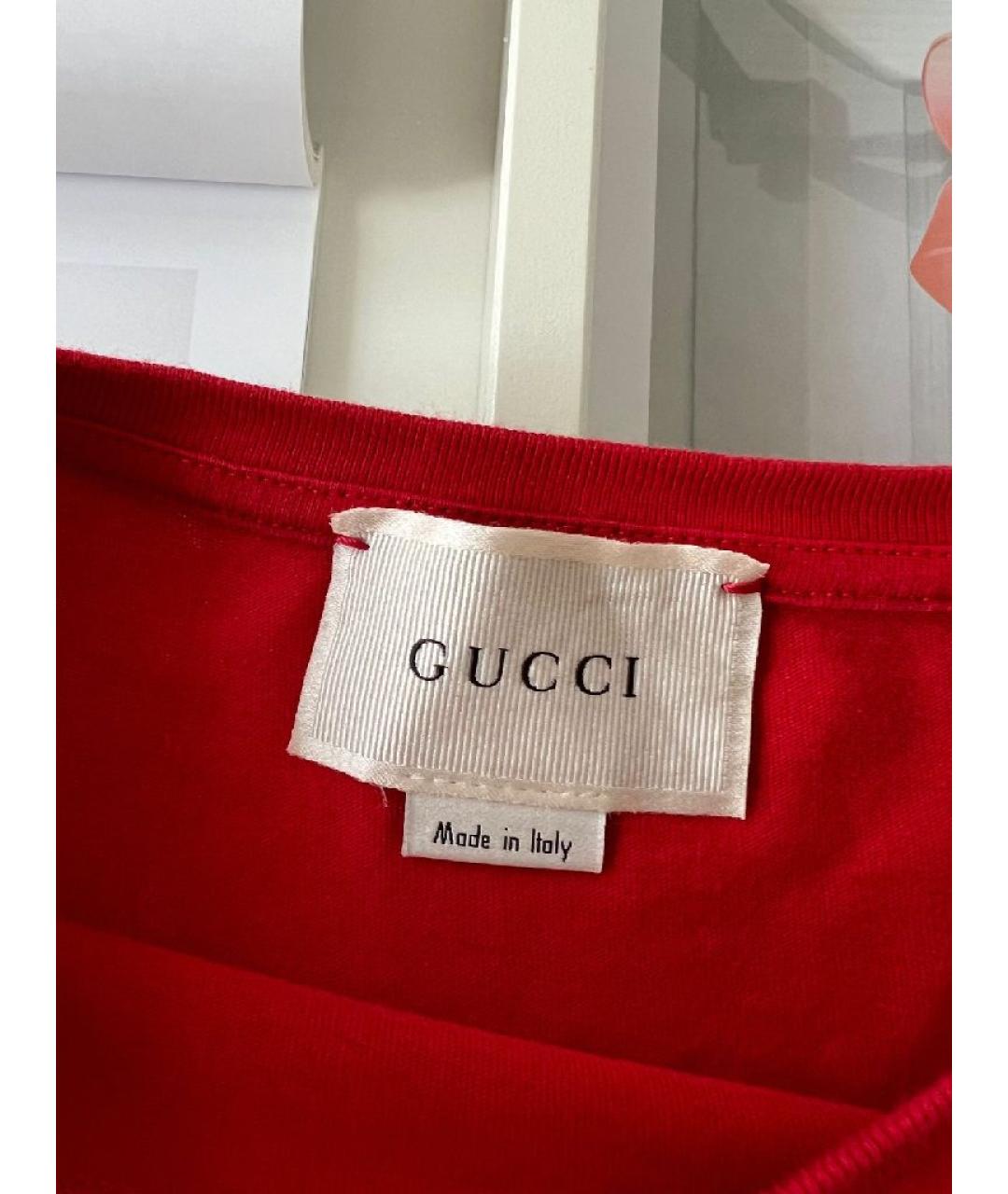 GUCCI Бордовая хлопковая футболка, фото 5