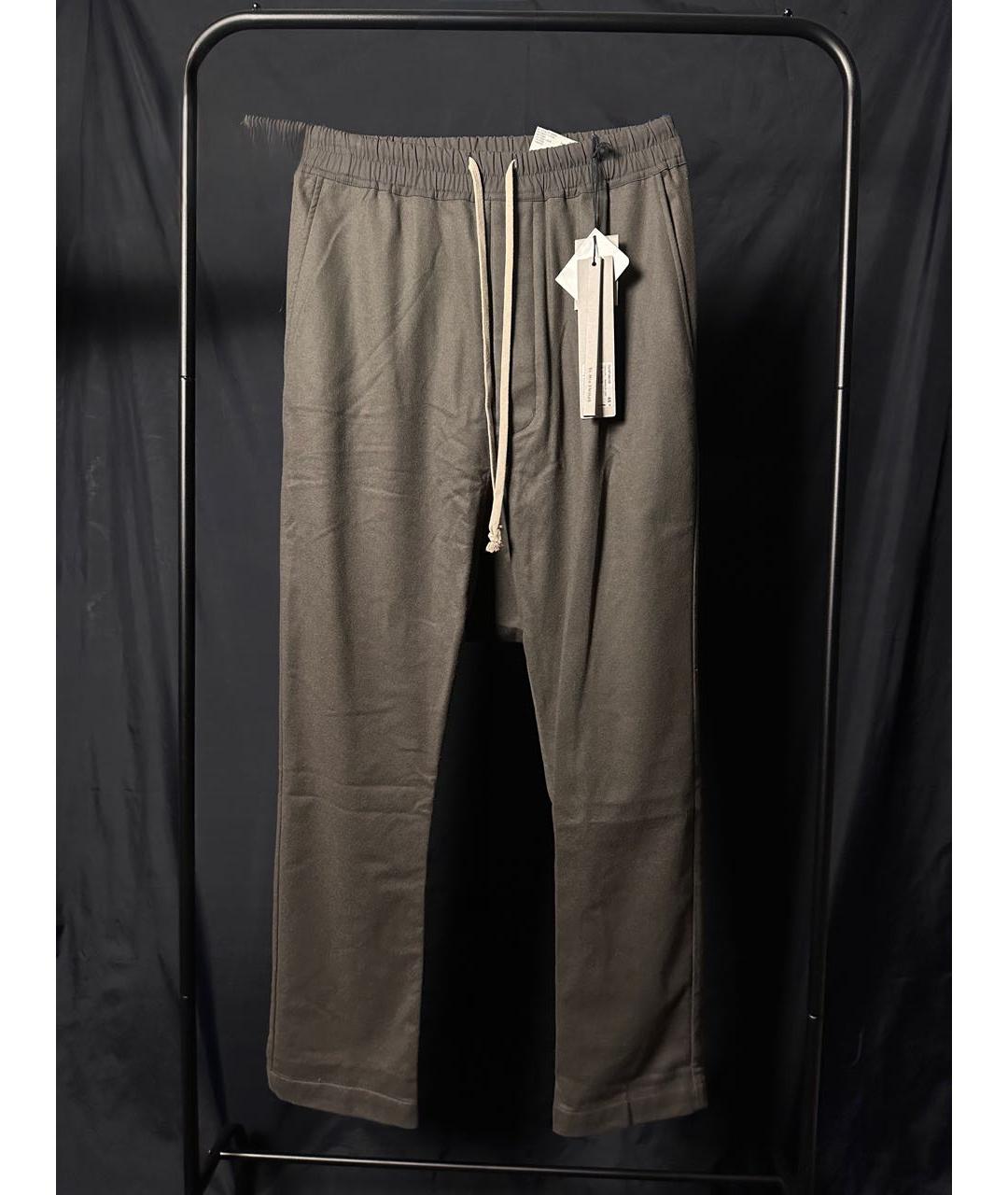 RICK OWENS Антрацитовые шерстяные повседневные брюки, фото 7