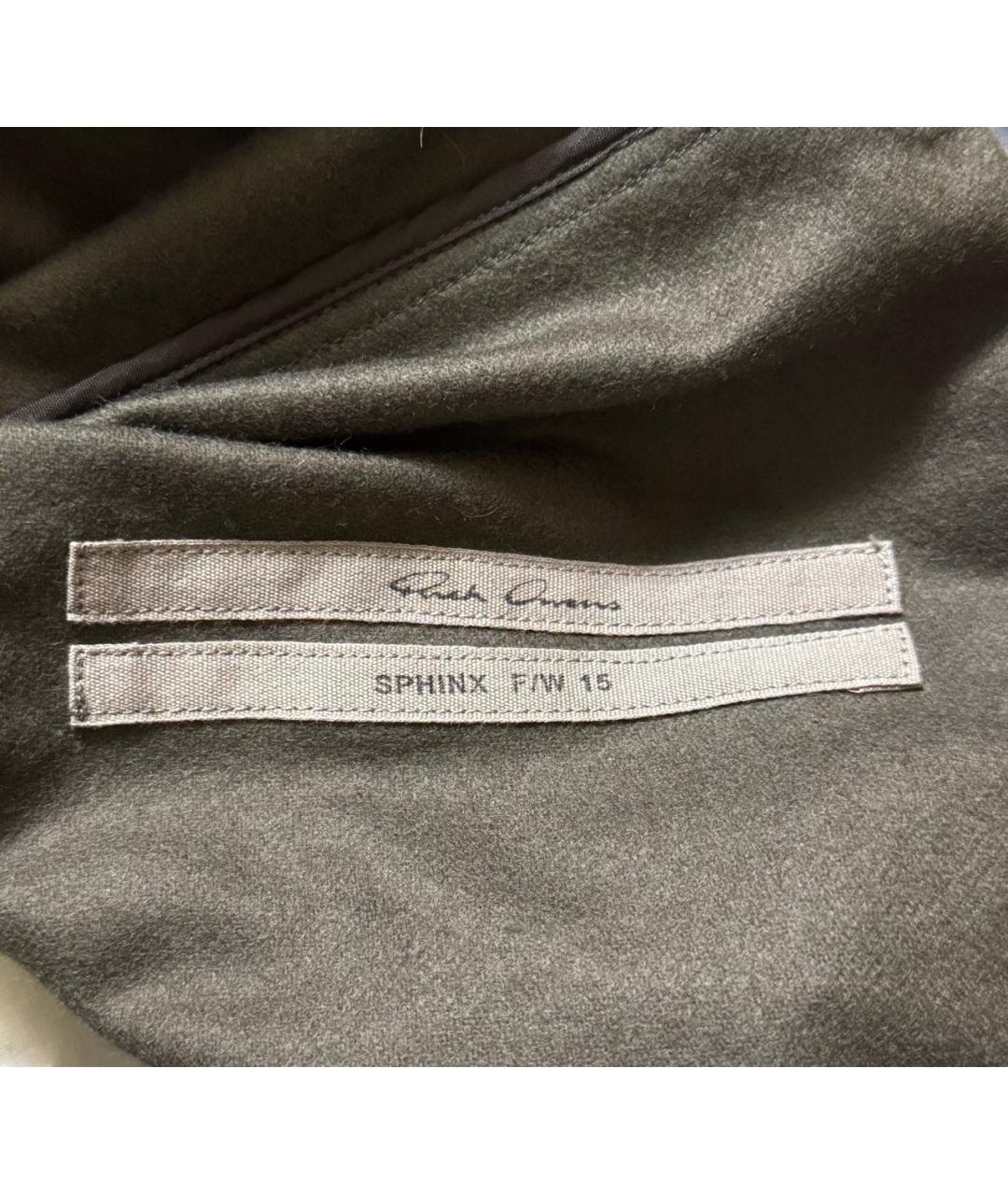 RICK OWENS Антрацитовые шерстяные повседневные брюки, фото 4