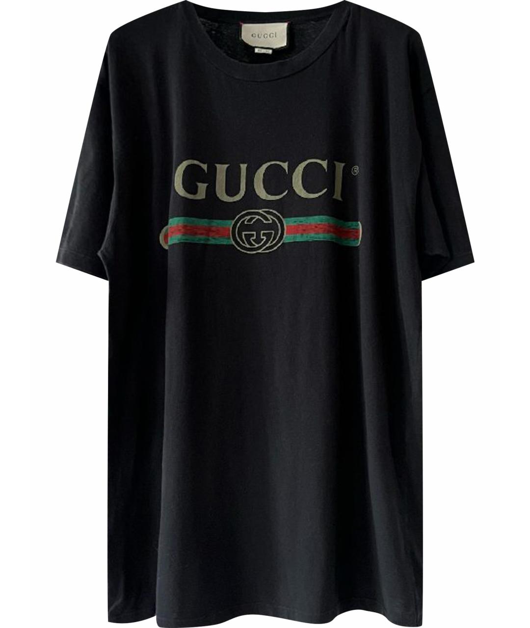 GUCCI Темно-синяя хлопковая футболка, фото 1