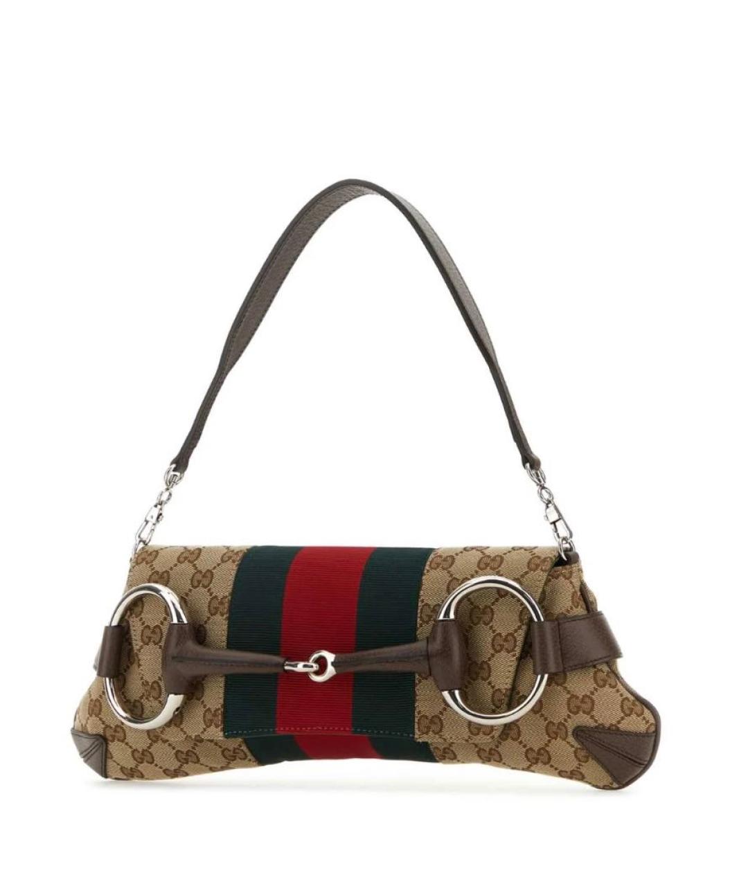 GUCCI Коричневая жаккардовая сумка с короткими ручками, фото 2