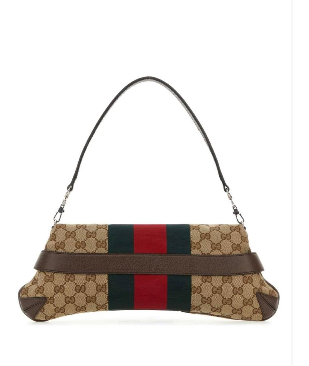 GUCCI Коричневая жаккардовая сумка с короткими ручками, фото 3