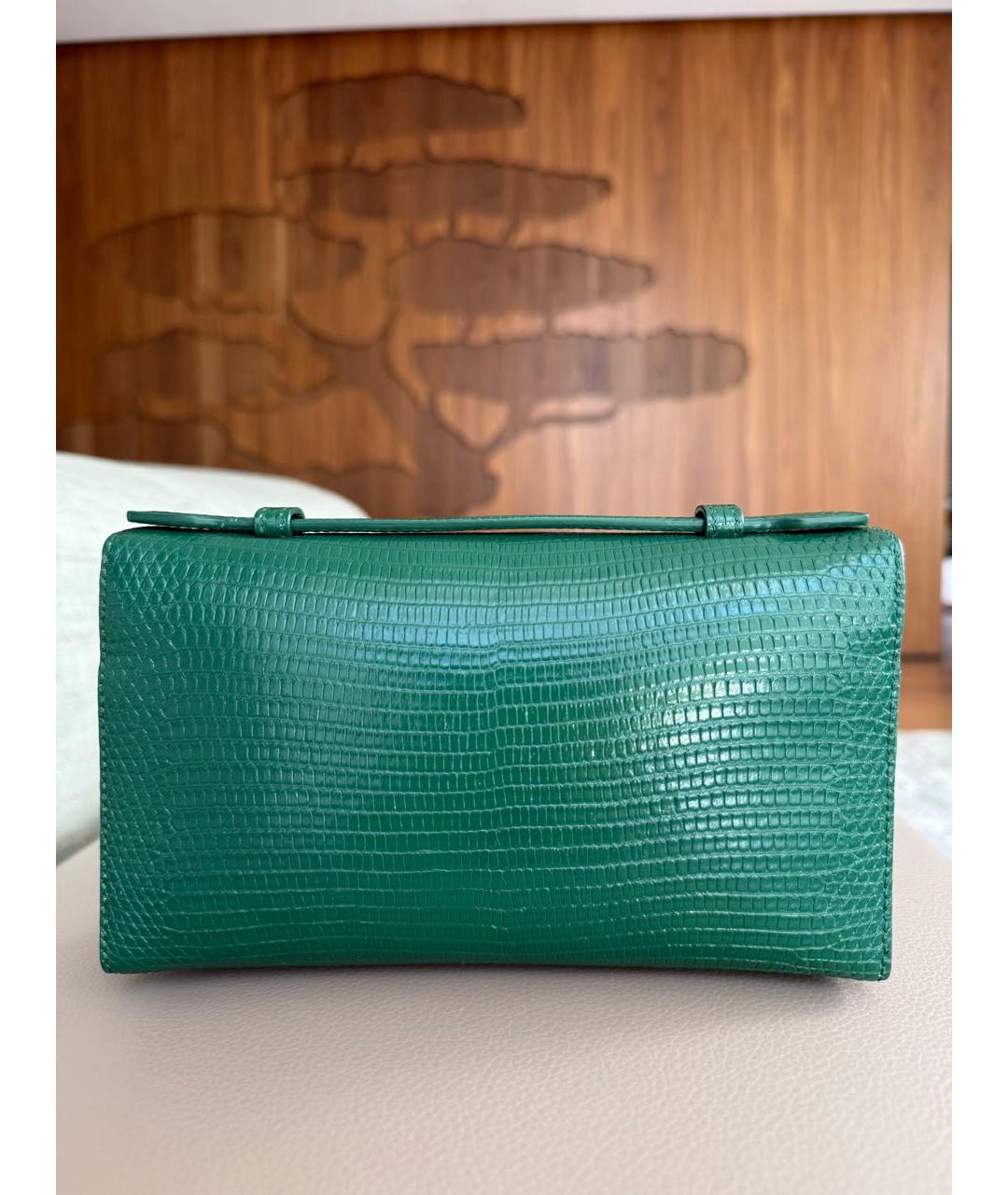 LORO PIANA Зеленая сумка через плечо из экзотической кожи, фото 2