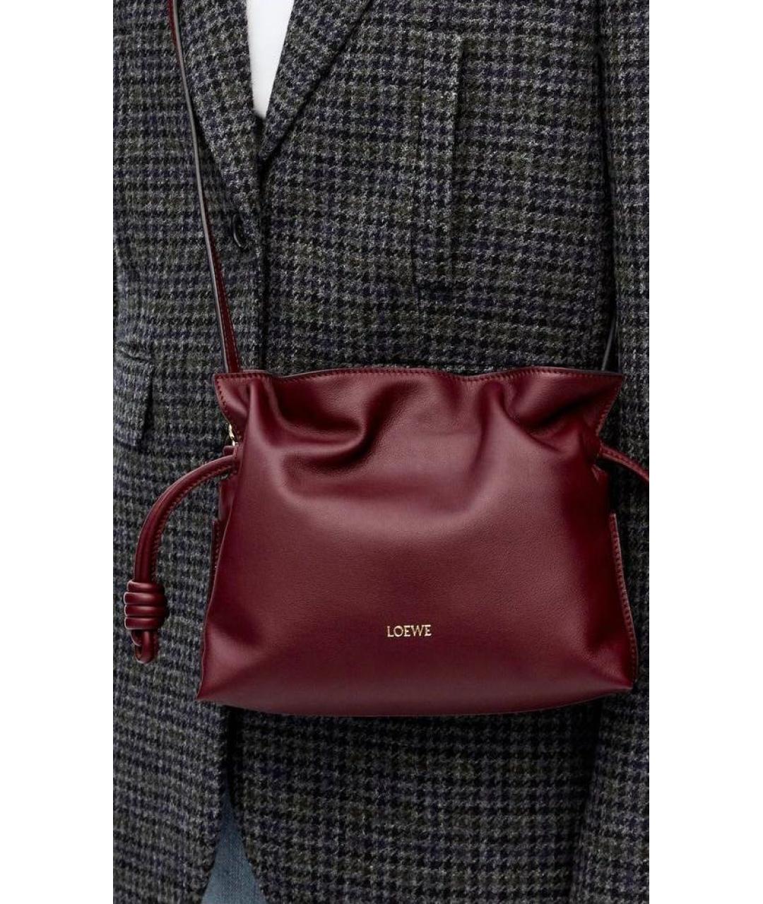LOEWE Бордовая кожаная сумка через плечо, фото 7